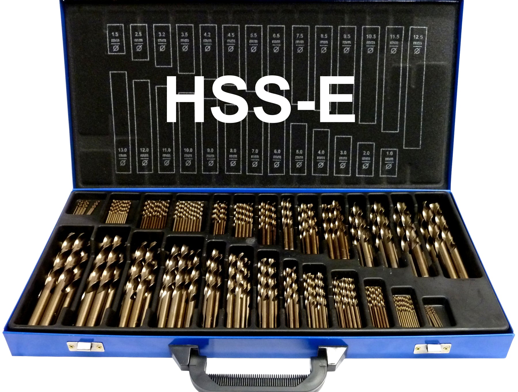 Edelstahlbohrer-Set 230-tlg. 1-13 mm HSS-E Co5 Spiralbohrer VA-Stahl 135° Kreuzanschliff - selbstzentrierend & präzisionsgeschliffen - Premiumqualität