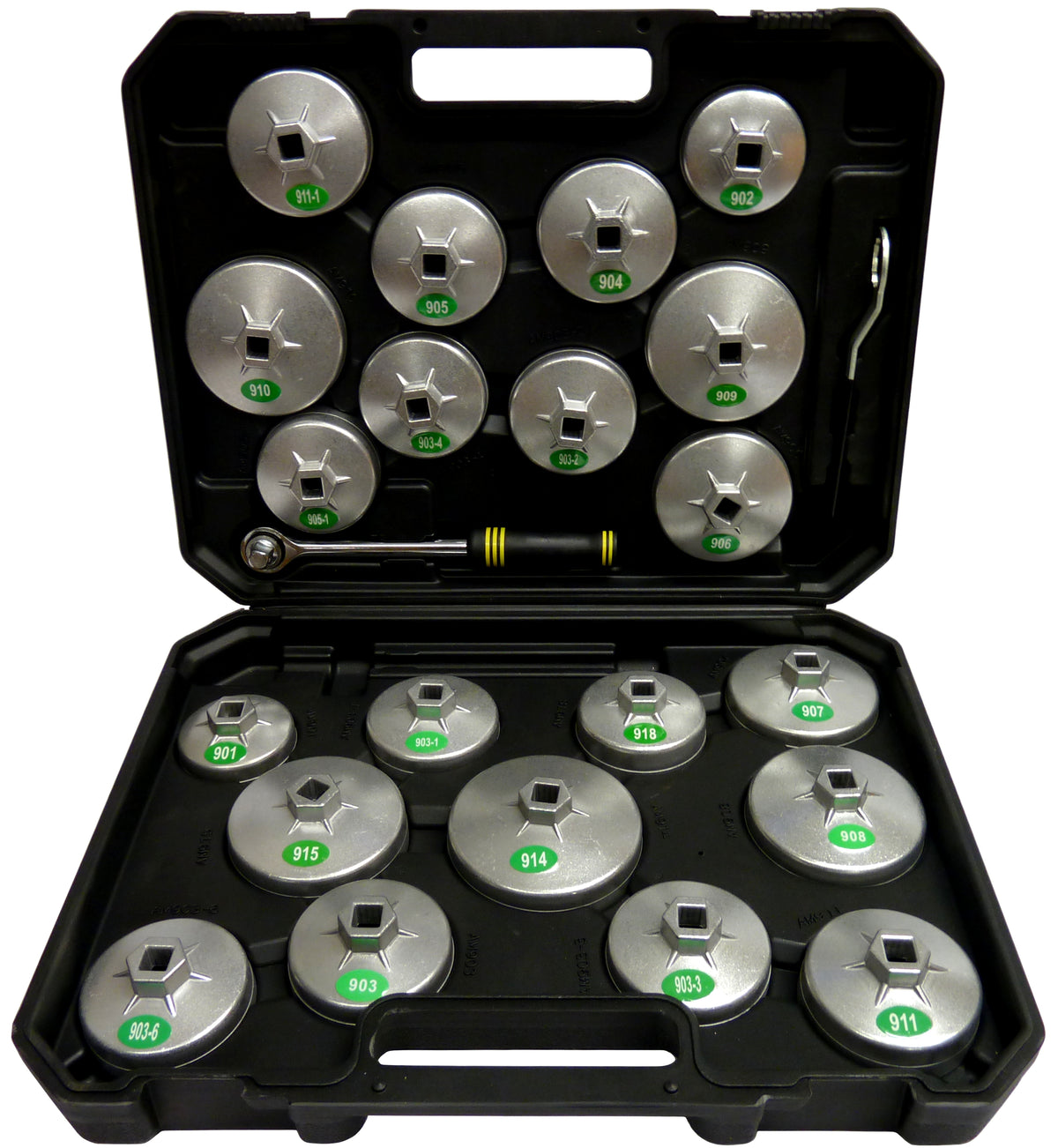 23tlg Ölfilter-Schlüssel, Ölfilterkappen, Ölfilter-Glocken aus Alu-Druckguss