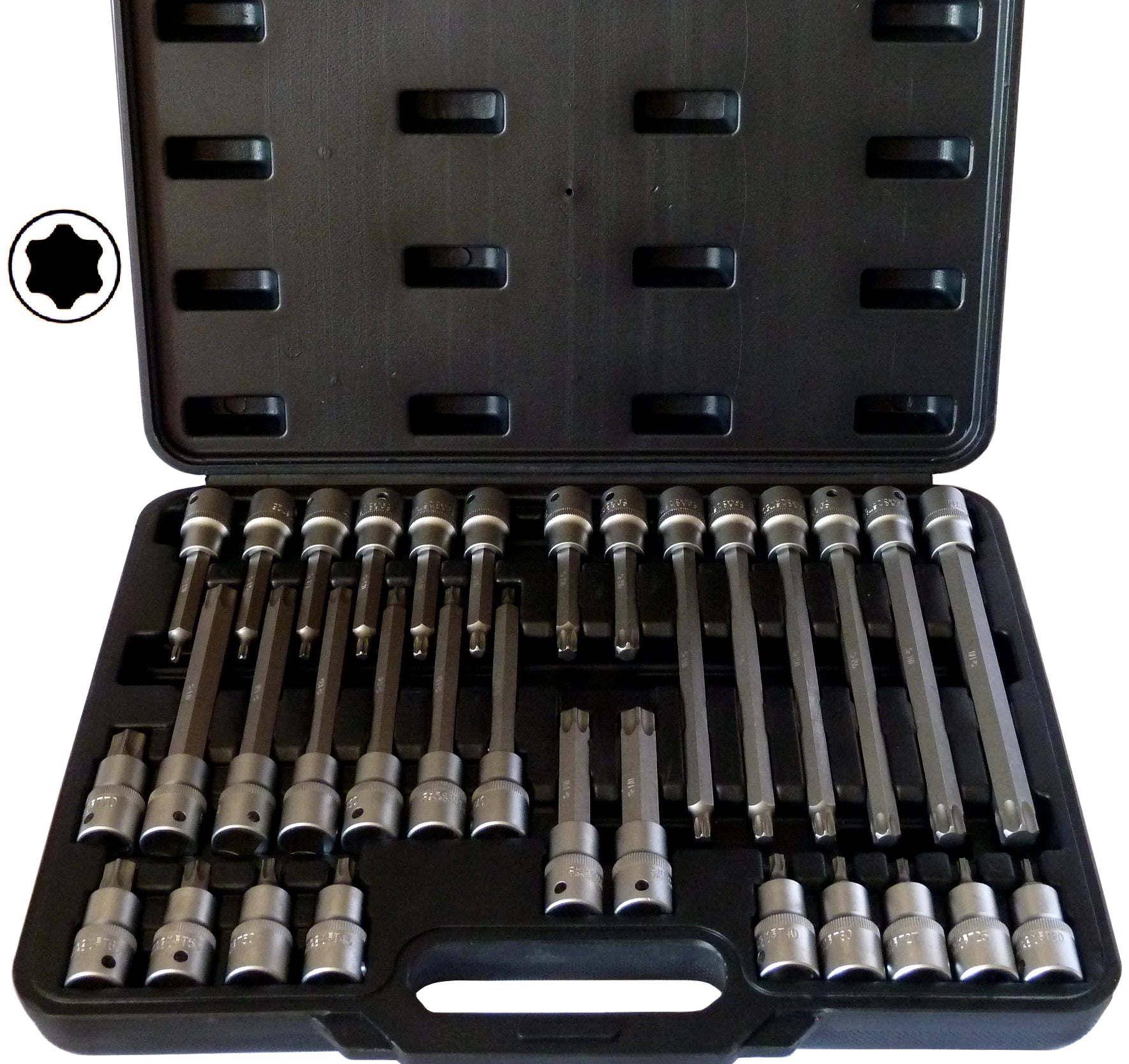 Renekton Torx-Bit-Steckschlüssel-Set 60-teilig – 1/4, 3/8, 1/2" Antrieb, S2- Und Cr-V Stahl, Mit Koffer