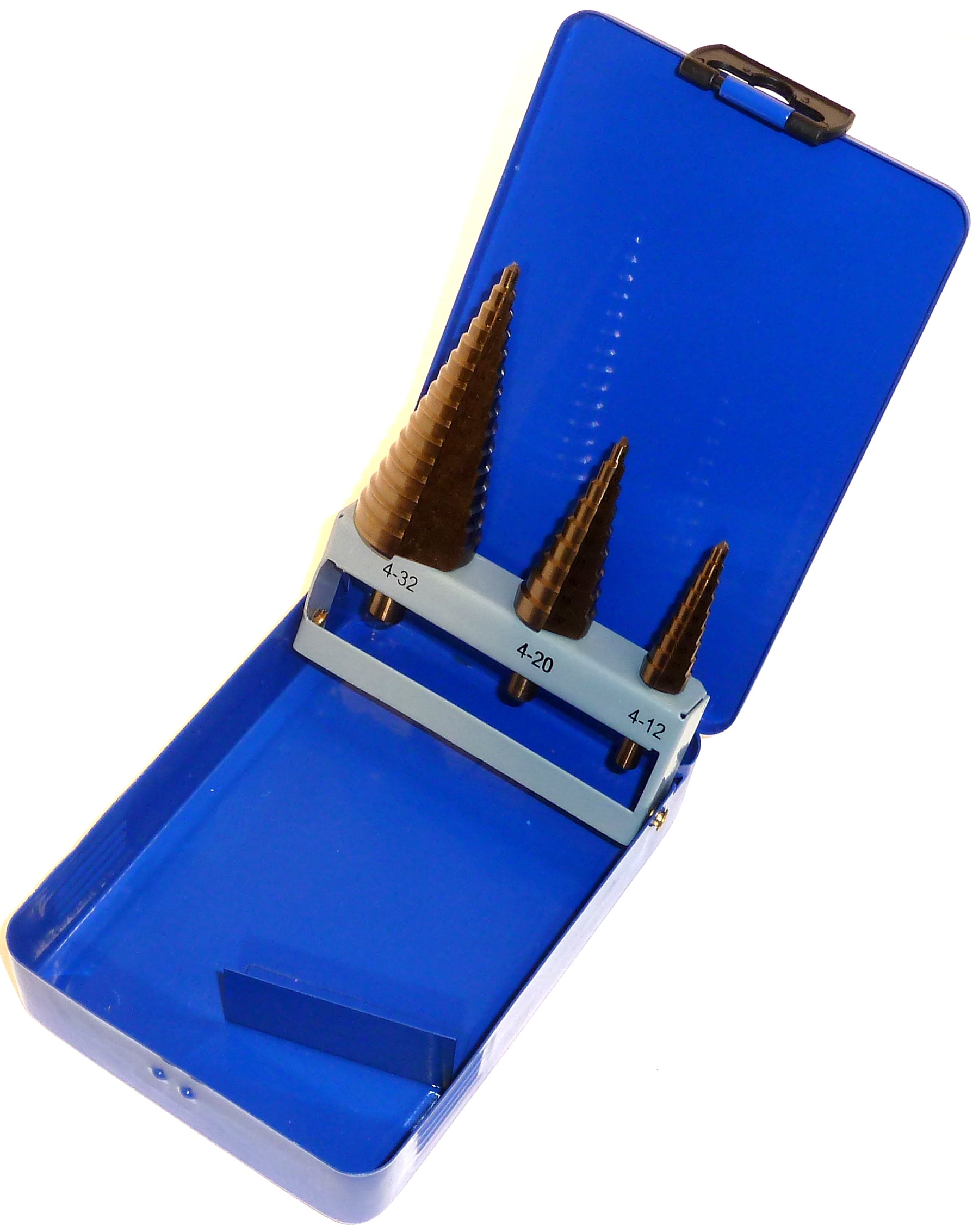Stufenbohrer-Set 4-32 mm 3-tlg. - HSS-E Co5 - für Edelstahl, VA, NE-Metalle - Schälbohrer / Konusbohrer - präzise abgestuft - Premiumqualität